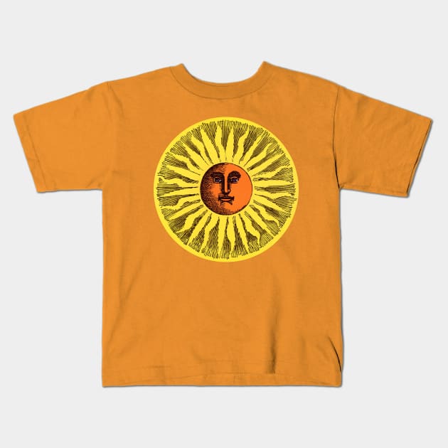 Vintage Sun, Renaissance Era Celestial Sunshine Kids T-Shirt by MasterpieceCafe